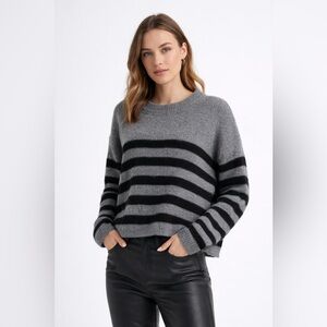 William Rast Grey & Black Striped Sweater XL Cozy Knit